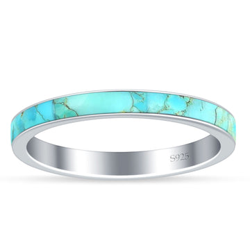Full Eternity Stackable Band Turquoise 925 Sterling Silver
